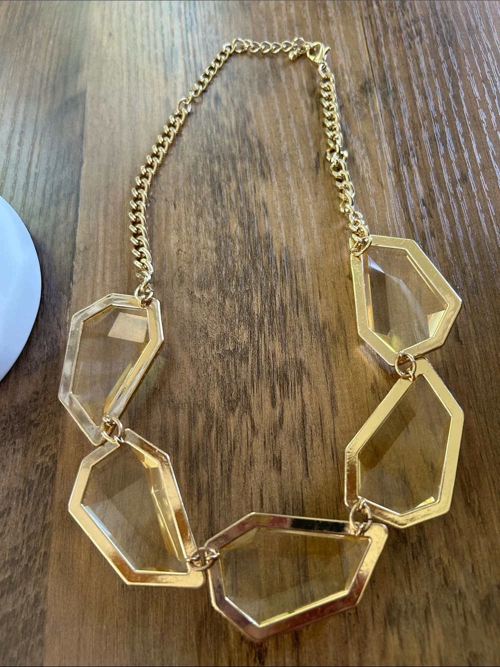 Gold-Tone Faceted Crystal Statement Necklace in Champagne